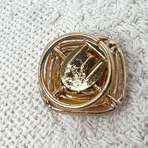 Vintage West Germany Gold Tone Scarf Bag Clip Geometric Square Diamond - Picture 5 of 9